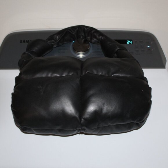 STYLISM Denmark Genuine Leather Black Puffer Quilted Handbag - Picture 2 of 16